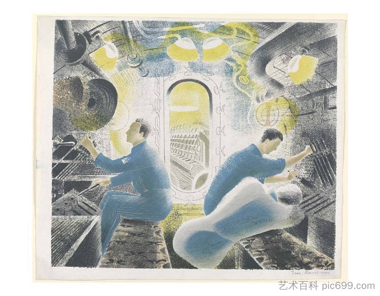 浸没时的工作控制 Working controls while submerged (c.1940)，艾里克·拉斐留斯