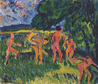 芦苇丛中的沐浴者 BATHERS IN THE REEDS (1910)，埃里希·赫克尔