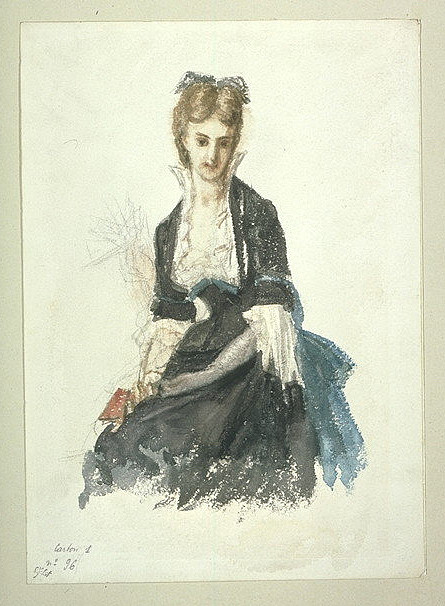 研究塞利埃男爵夫人的肖像 Study For The Portrait Of Baroness Seillière (1900)，欧内斯特·赫伯特