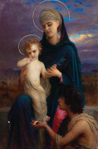 麦当娜与基督圣婴和一个男孩 Madonna with Christ Child and a Boy (1892)，欧内斯特·赫伯特