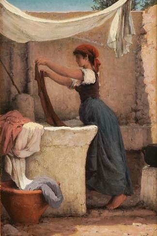 卡普里岛的洗衣女工 La lavandière à Capri (1874)，欧内斯特·赫伯特