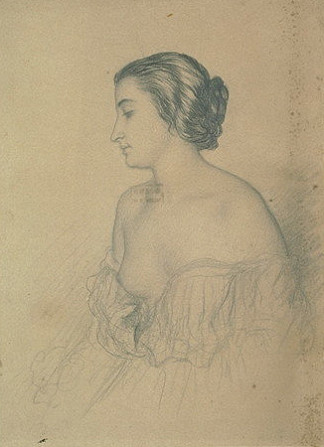 研究玛丽·道布雷·德莱塞特的肖像 Study for the portrait of Marie Daubrée Delessert，欧内斯特·赫伯特
