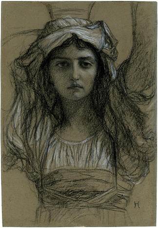 为“阿尔维托的女儿”学习 Study for ‘Les Filles d’Alvito’ (c.1855)，欧内斯特·赫伯特