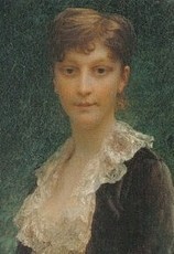 朱尔斯·费里（Jules Ferry）的妻子尤金妮·里斯勒（Eugenie Risler）的肖像 Portrait of Eugenie Risler, wife of Jules Ferry (1875)，欧内斯特·赫伯特