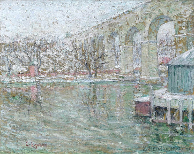 高桥。冬 High Bridge. Winter (c.1900 - c.1910)，欧内斯特·劳森