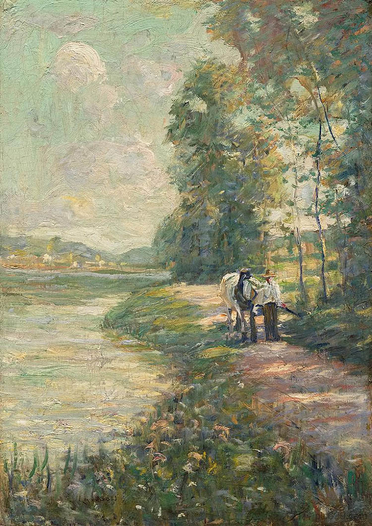 沿河边的小径 Path Along the River's Edge (c.1900 - c.1910)，欧内斯特·劳森