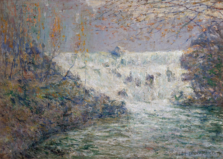 瀑布，田纳西州肖尔磨坊 The Waterfall, Shore's Mill, Tennessee (c.1910)，欧内斯特·劳森