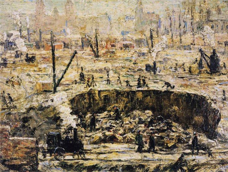 发掘。宾夕法尼亚车站 Excavation. Penn Station (1906)，欧内斯特·劳森