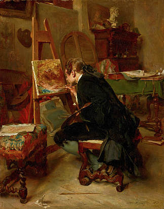 画家 A Painter (1855)，欧内斯特·梅索尼埃