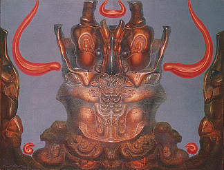 小天使的脸与橙色的火焰角 CHERUB EN FACE WITH ORANGE-COLORED HORNS OF FLAMES (1969)，恩斯特·富克斯