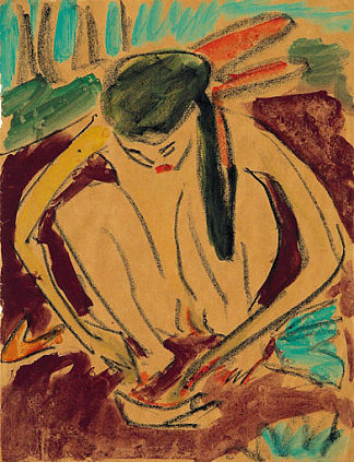 蹲伏的女孩 Crouching Girl (1909)，恩斯特·路德维希·克尔希纳