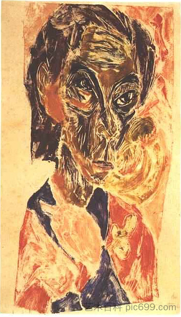 病人的头 Head of a Sick Man (1917),恩斯特·路德维希·克尔希纳