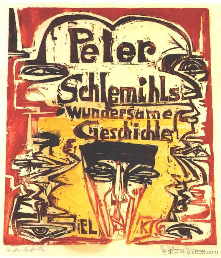 彼得·施莱米尔的奇迹故事（扉页） Peter Schlemihl's Miraculous Story (title page) (1915)，恩斯特·路德维希·克尔希纳