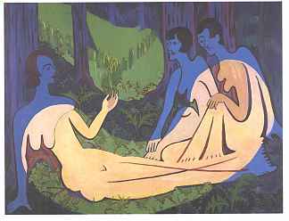 森林里的三个裸体 Three Nudes in the Forest，恩斯特·路德维希·克尔希纳