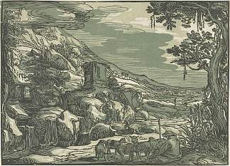 阿卡迪亚景观 Arcadian landscape (c.1613)，艾萨亚斯·凡·德·维尔德