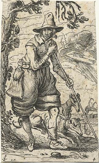 猎人与两只狗 Hunter with two dogs (c.1612)，艾萨亚斯·凡·德·维尔德