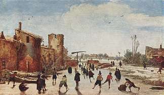护城河上的冰娱乐 Ice on the moat entertainment (1618)，艾萨亚斯·凡·德·维尔德