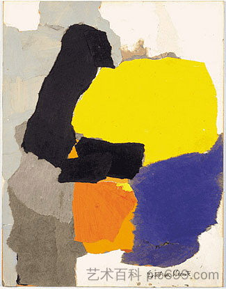 黄色、蓝色和橙色拼贴画 Collage with Yellow, Blue and Orange (1963)，埃斯特伯·文森特