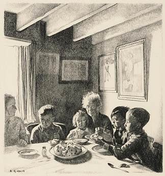 库克汉姆小屋中的撤离人员 Evacuees in a Cottage at Cookham (1940)，埃塞尔·莱昂廷·加班