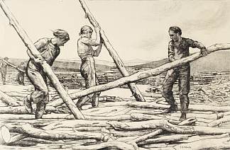 皮丘利什木材营地的女伐木工人 Women Lumberjacks at Pityoulish Lumber Camp (1941)，埃塞尔·莱昂廷·加班