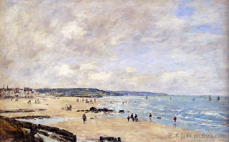 特鲁维尔海滩 Beach at Trouville (1893; France  )，尤金·布丹