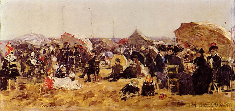 特鲁维尔海滩 Beach at Trouville，尤金·布丹