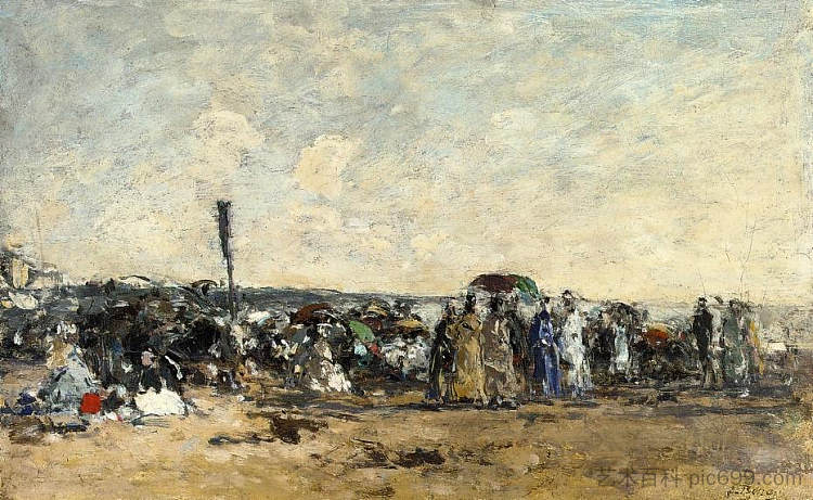 海滩场景 Beach Scene，尤金·布丹