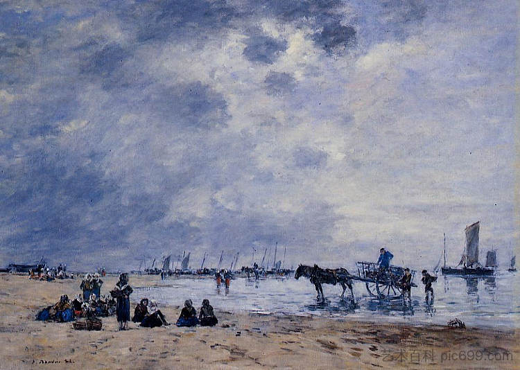 伯克，渔船的到来 Berck, the Arrival of the Fishing Boats，尤金·布丹