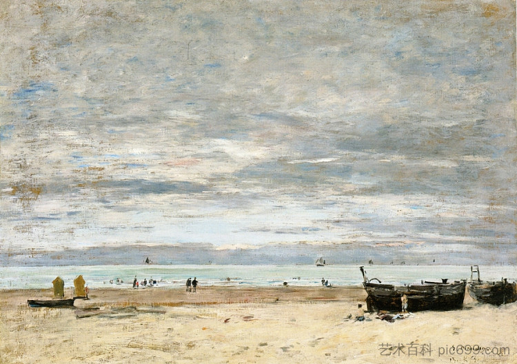 伯克，退潮时的海滩 Berck, The Beach at Low Tide (1882; France  )，尤金·布丹