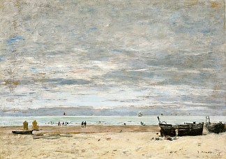 伯克，退潮时的海滩 Berck, The Beach at Low Tide (1882; France                     )，尤金·布丹
