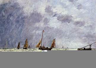 伯克，船的离开 Berck, the Departure of the Boats，尤金·布丹