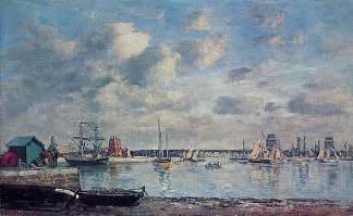 卡马雷特，港口里的船 Camaret, Boats in the Harbor，尤金·布丹
