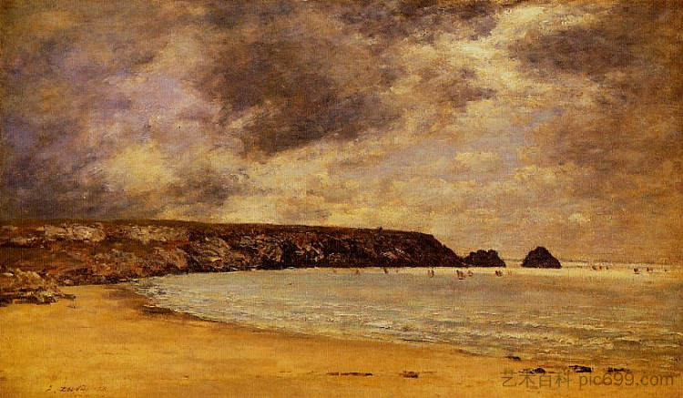 卡马雷特,海湾 Camaret, the Bay (1873; France ),尤金·布丹
