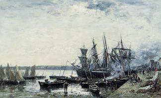 卡马雷特，港口 Camaret, the Port (1872; France                     )，尤金·布丹