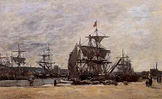 多维尔，停靠的船 Deauville, Docked Boats (c.1874; France                     )，尤金·布丹