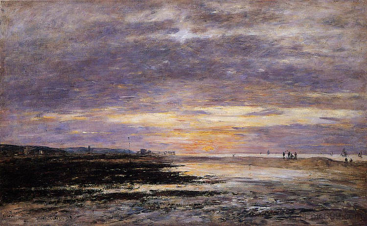 多维尔，海滩上的日落 Deauville, Sunset on the Beach (1893; France  )，尤金·布丹