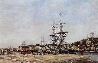 多维尔，码头 Deauville, the Docks (1875; France                     )，尤金·布丹