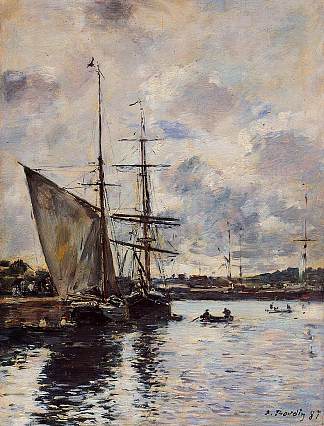 多维尔，海港 Deauville, the Harbor (1897; France                     )，尤金·布丹