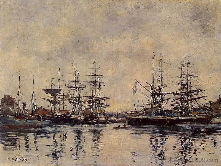 多维尔，海港 Deauville, the Harbor (c.1890; France  )，尤金·布丹