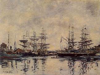 多维尔，海港 Deauville, the Harbor (c.1890; France                     )，尤金·布丹