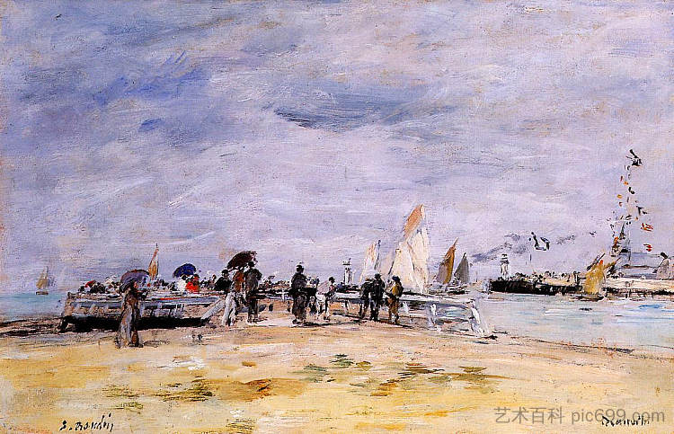 多维尔，码头 Deauville, the Jetty (c.1890; France  )，尤金·布丹