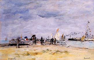多维尔，码头 Deauville, the Jetty (c.1890; France                     )，尤金·布丹