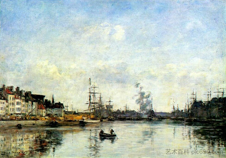 进入港口 Entrance to the harbor (1889; France  )，尤金·布丹