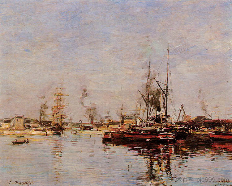 进入勒阿弗尔港 Entrance to the Port of Le Havre (1889; France  )，尤金·布丹