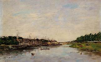 进入索姆河畔圣瓦莱里港 Entrance to the Port of Saint-Valery-sur-Somme (1891; France                     )，尤金·布丹
