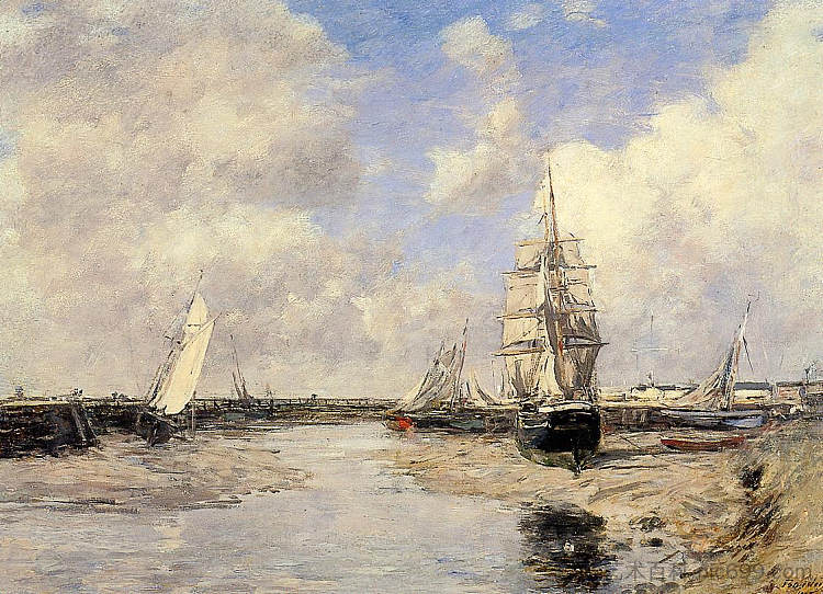 特鲁维尔河口 Estuary at Trouville (1880; France  )，尤金·布丹