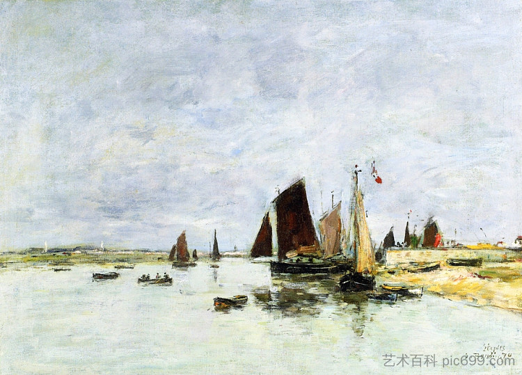 港口的船 Etaples, Boats in Port (1876; France  )，尤金·布丹