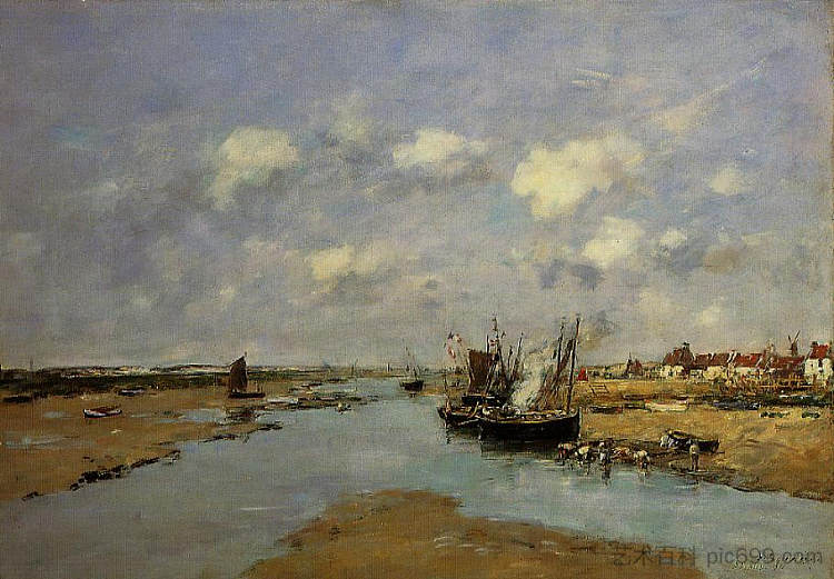 埃塔普勒斯， 拉卡纳奇， 退潮 Etaples, La Canache, Low Tide (1890; France  )，尤金·布丹