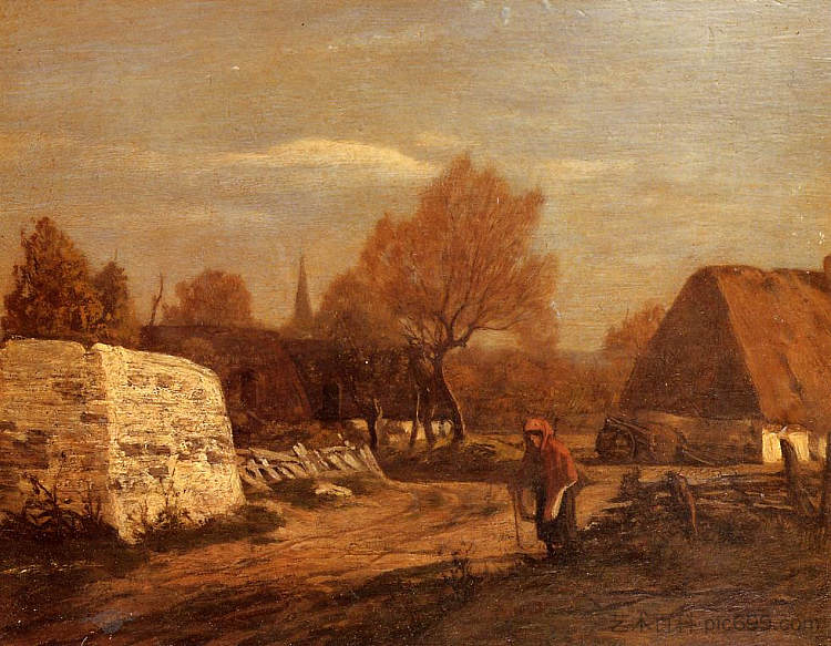 坎佩尔附近的农场 Farm near Quimper (c.1855; France  )，尤金·布丹