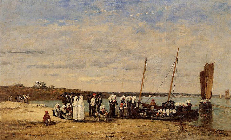 克霍尔的渔民在犁上接受祝福 Fishermen of Kerhor Receiving a Blessing at Plougastel (1870; France  )，尤金·布丹